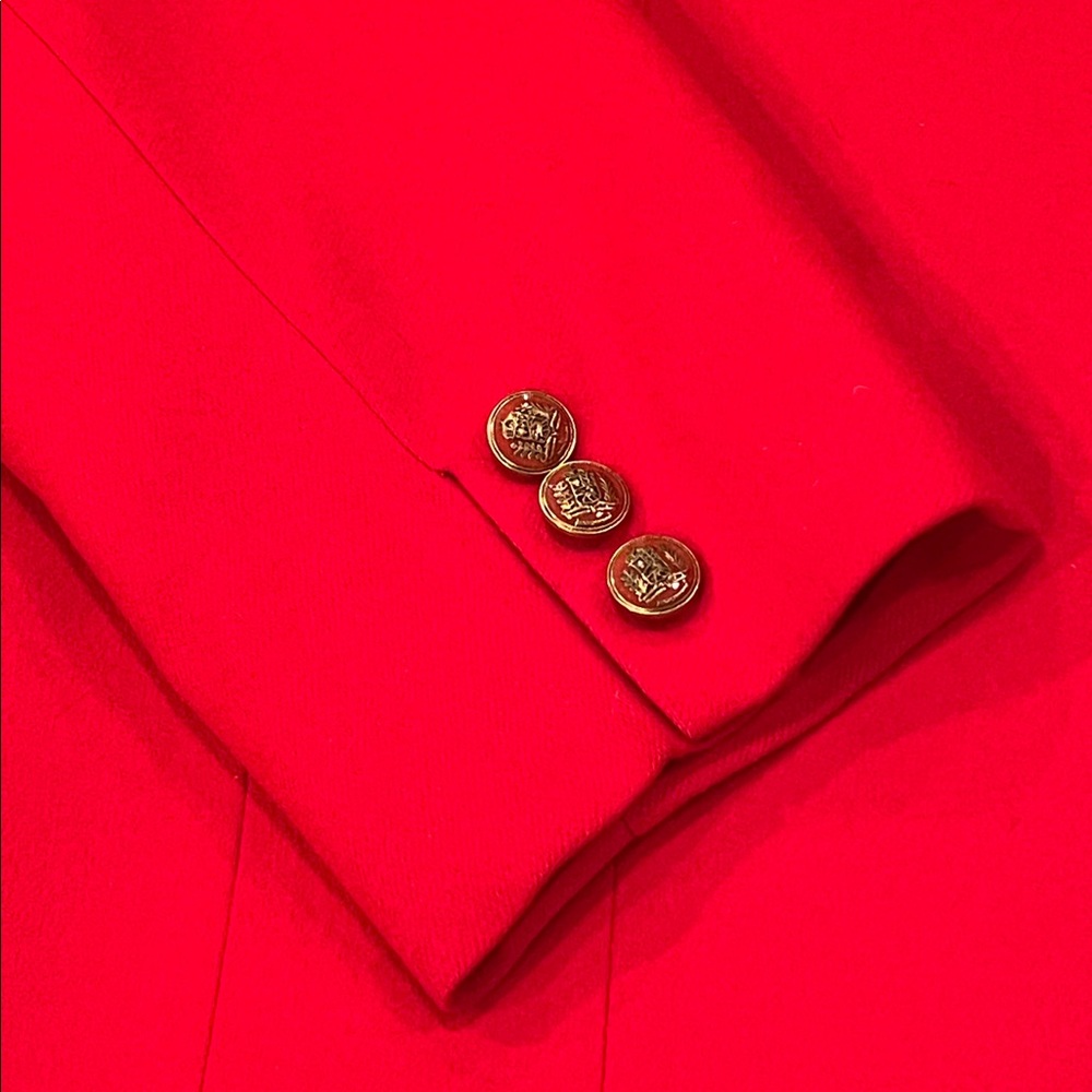 Vintage Pendleton Woolen Mills Red Blazer Jacket Size 12 Crested Military Button - Picture 5 of 8